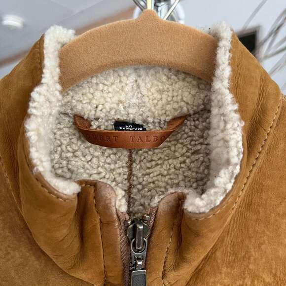 Audrey Robert Talbott Suede Shearling Leather Vest - Picture 3 of 7